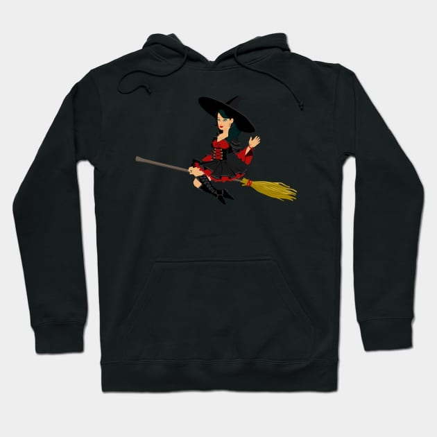 Halloween Witch On Flying Broom Hoodie by holidaystore